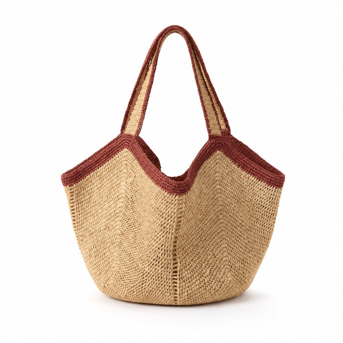 Andros - Raffia Bucket Bag, front view on white background