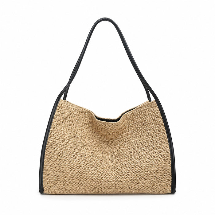 Chania - Straw Tote Bag, front view on white background