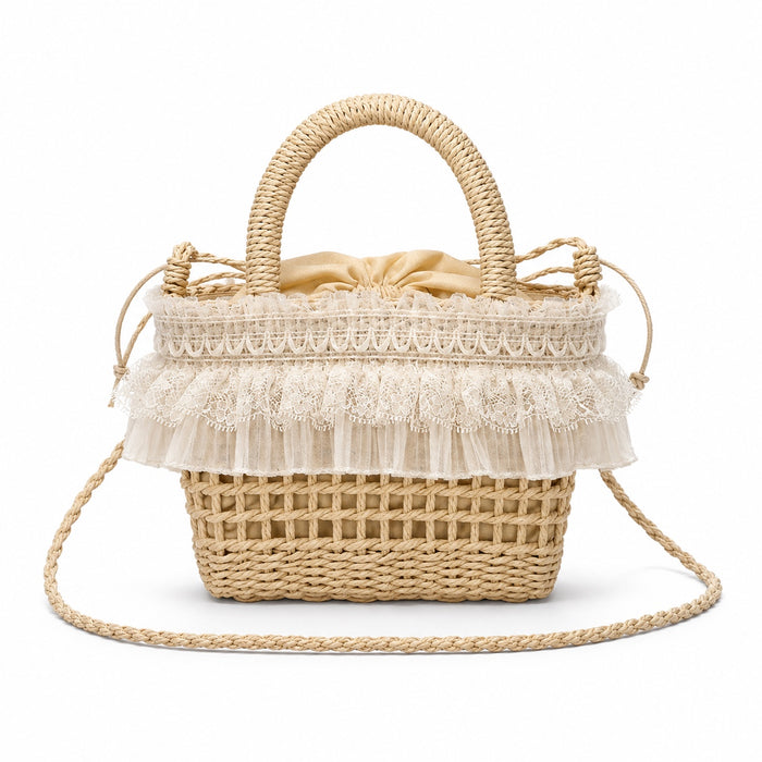Fethiye - Straw Crossbody Bag, front view on white background