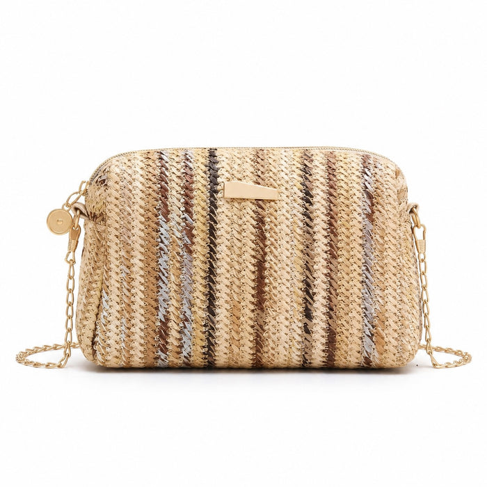 Lagos - Rattan Crossbody Bag, front view on white background