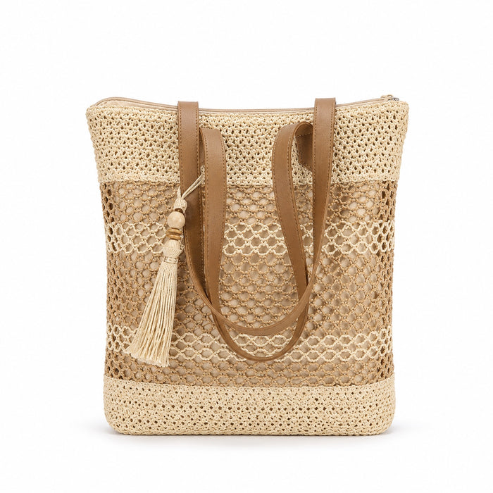 Oludeniz - Rattan Crossbody Bag, front view on white background