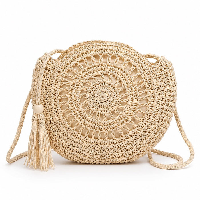 Opatija - Rattan Crossbody Bag, front view on white background