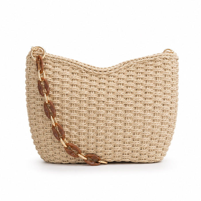 Paxos - Straw Beach Tote, front view on white background