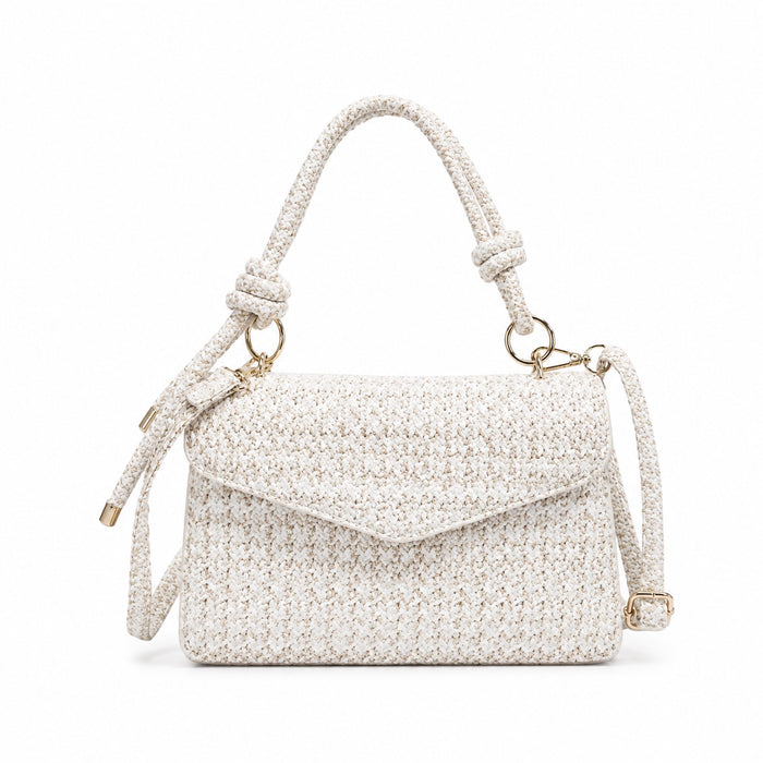 Salina Straw Crossbody Bag, front view on white background