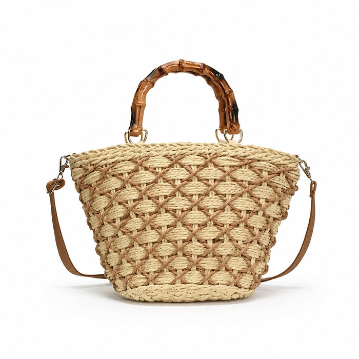 Sifnos - Straw Crossbody Bag, front view on white background