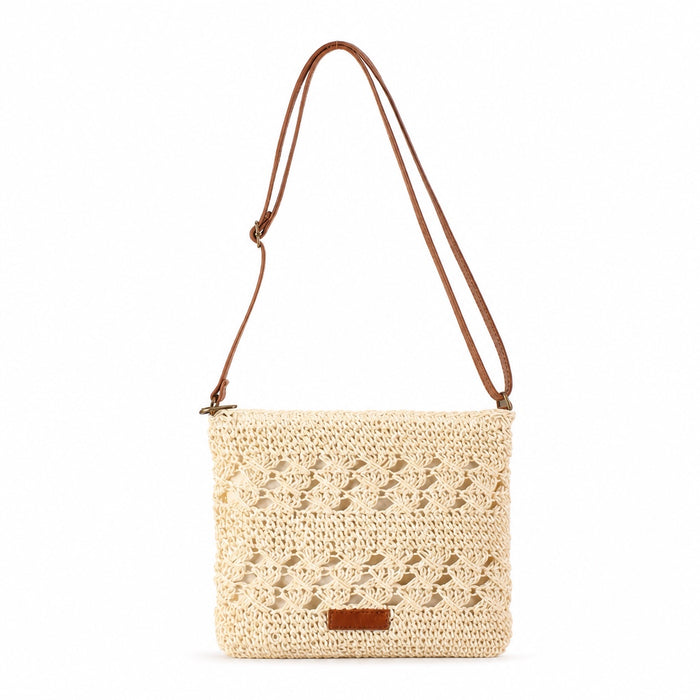 Sintra - Straw Crossbody Bag, front view on white background