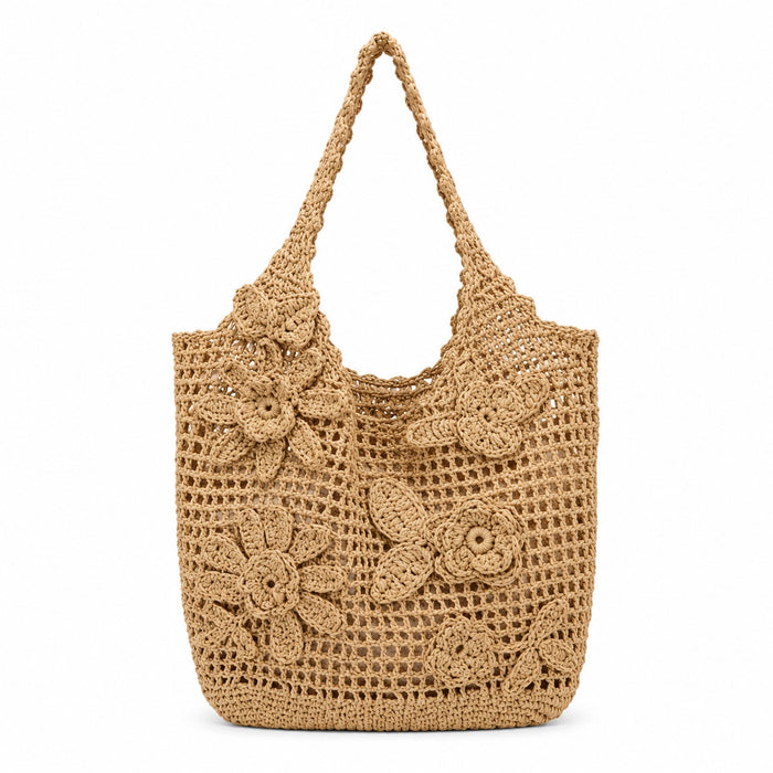 Syros - Woven Beach Tote, front view on white background