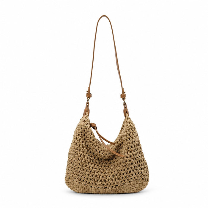 Tropea - Straw Crossbody Bag, front view on white background