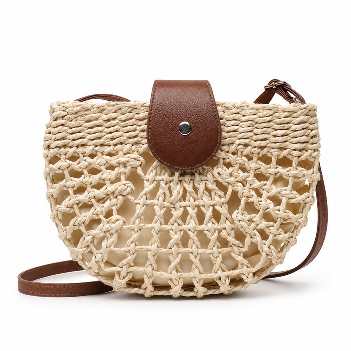 Vis - Rattan Crossbody Bag, front view on white background