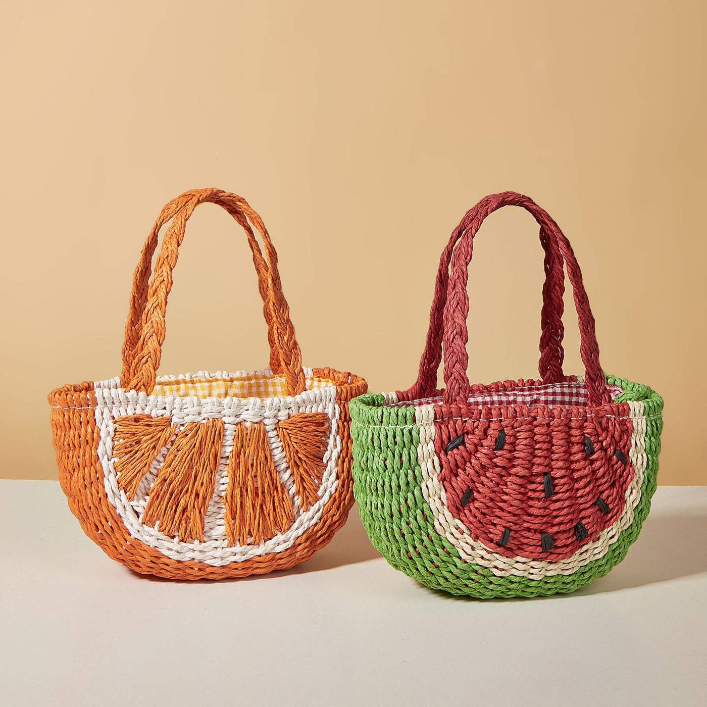 New Style Straw Bag With Fruit Design Shoulder And Crossbody Options
