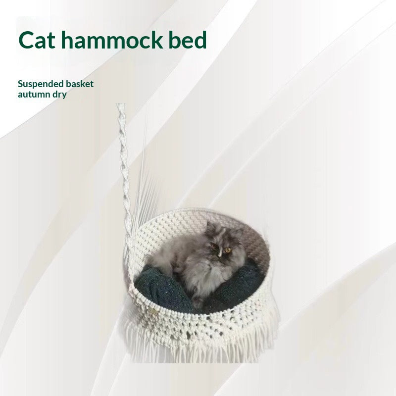 Bohemian-style Cotton Rope Hand-woven Pet Hammock Basket Pet Bed
