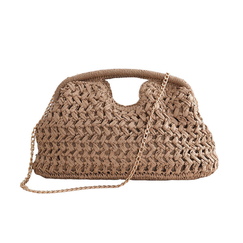 Summer Straw Weave Womens Bag All-Match Casual Chain-Strap Shoulder