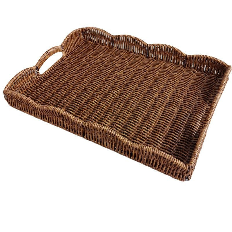 Simple Home Rattan-Style Woven Vegetable And Fruit Basket Desktop Sundries Storage Basket