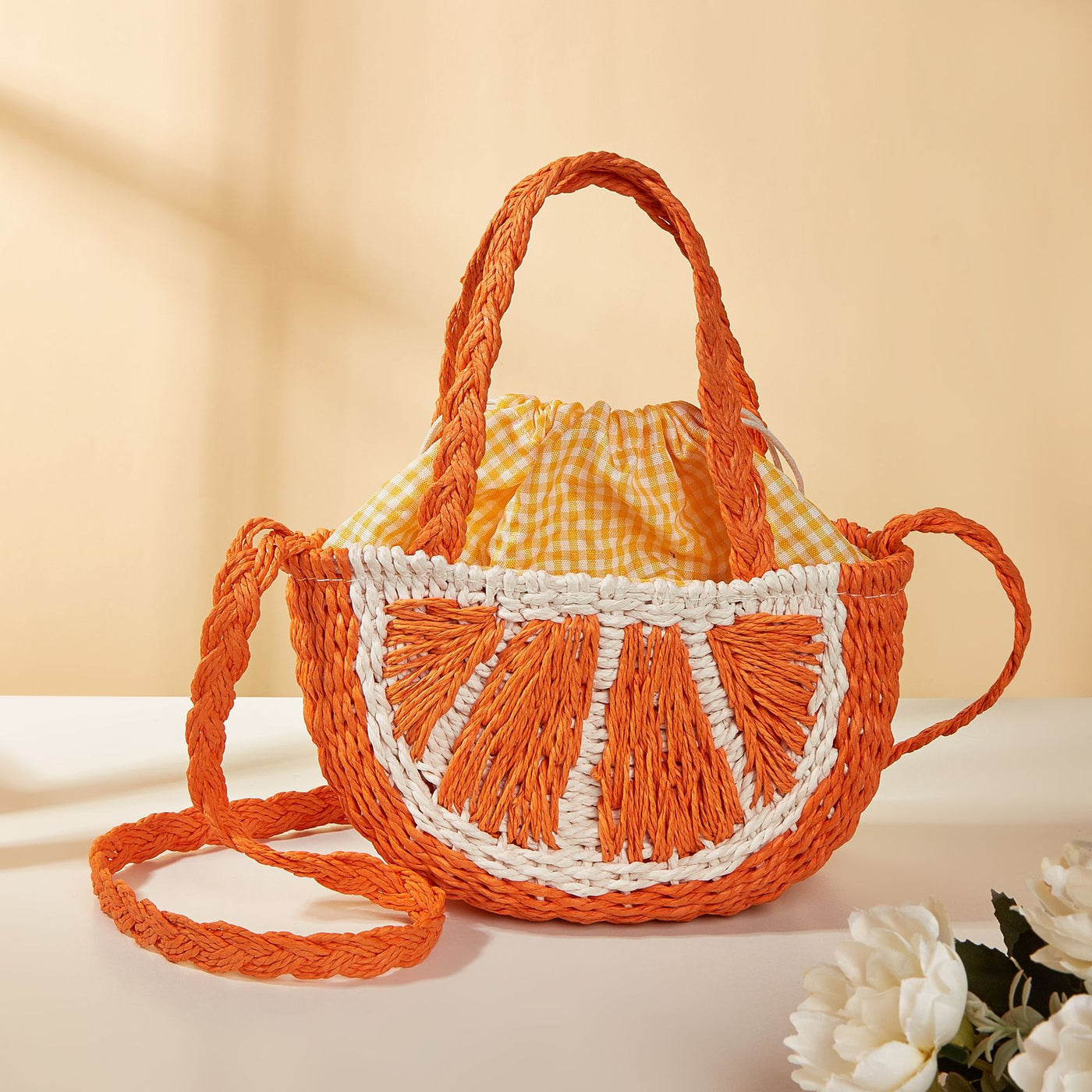 New Style Straw Bag With Fruit Design Shoulder And Crossbody Options