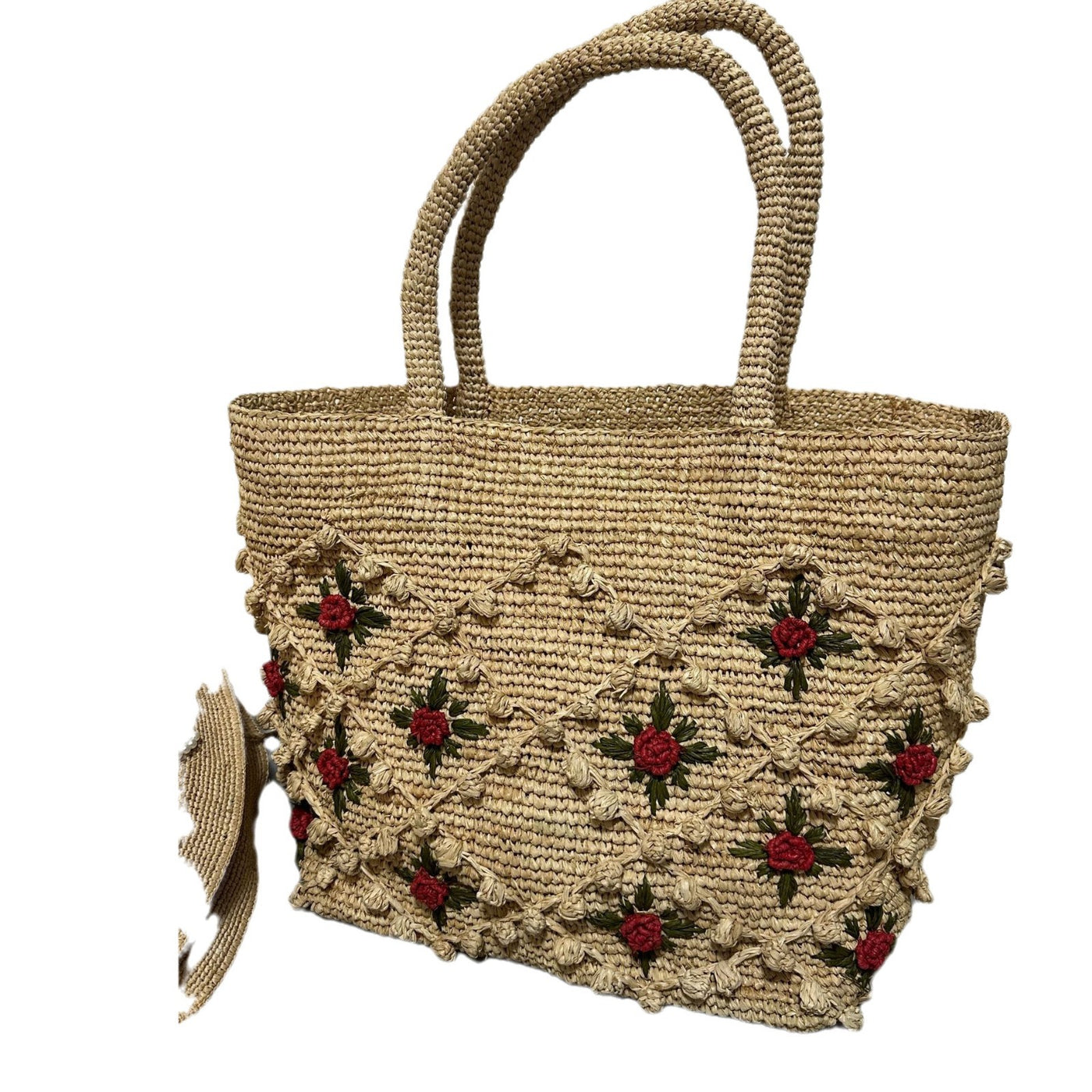 Raffia 3D Rose Flower Handbag For Women