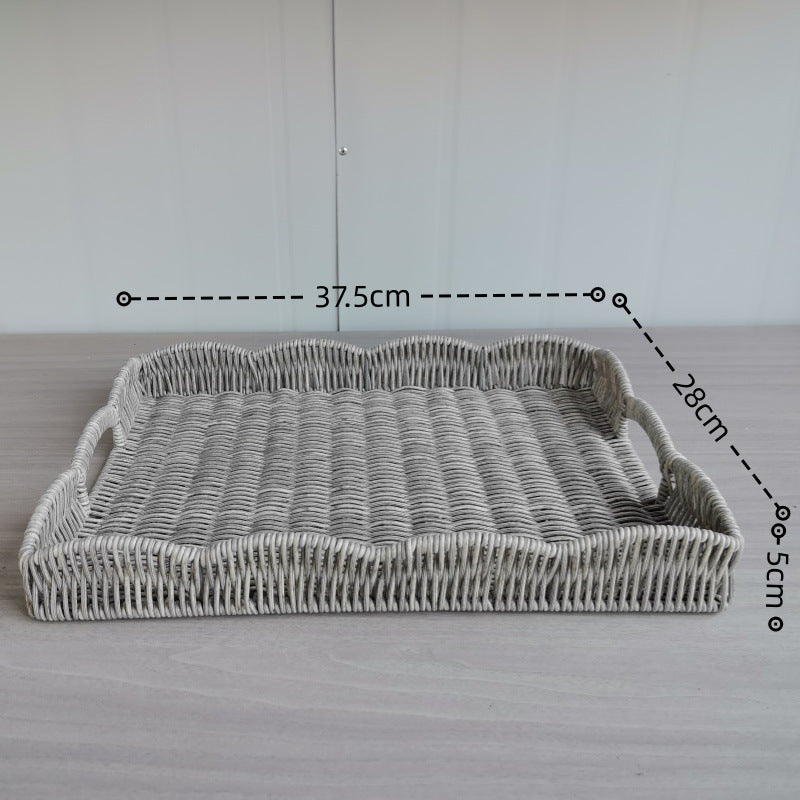 Simple Home Rattan-Style Woven Vegetable And Fruit Basket Desktop Sundries Storage Basket