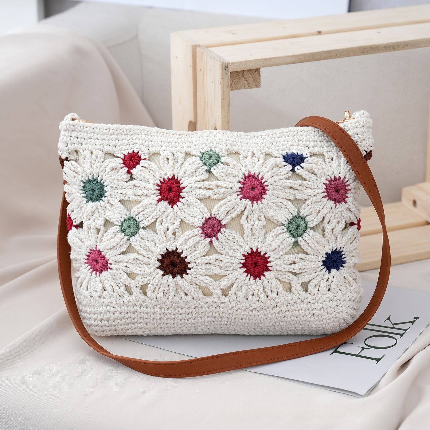 Single-Shoulder Crossbody Straw Bag For Vacation