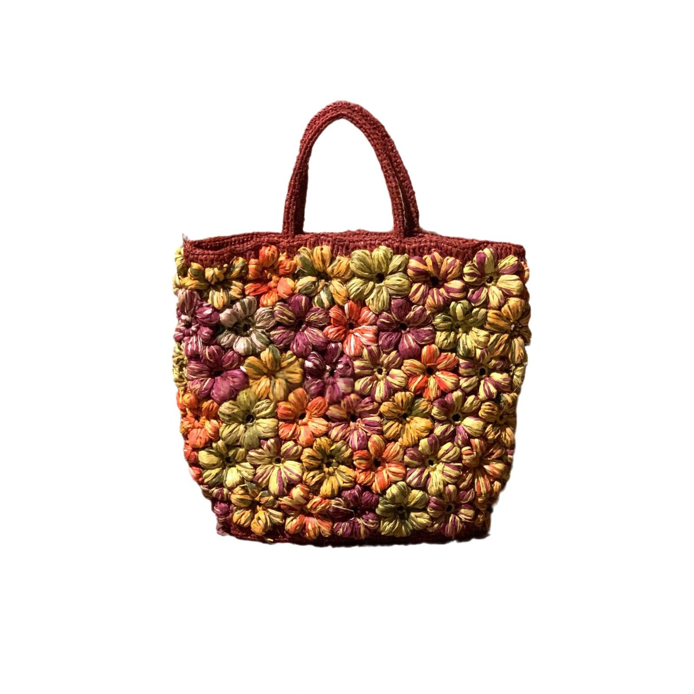 High-quality Raffia Handbag With Color-blocking