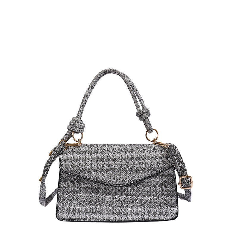 Straw-woven Color-block Shoulder Bag Commuter Crossbody Bag