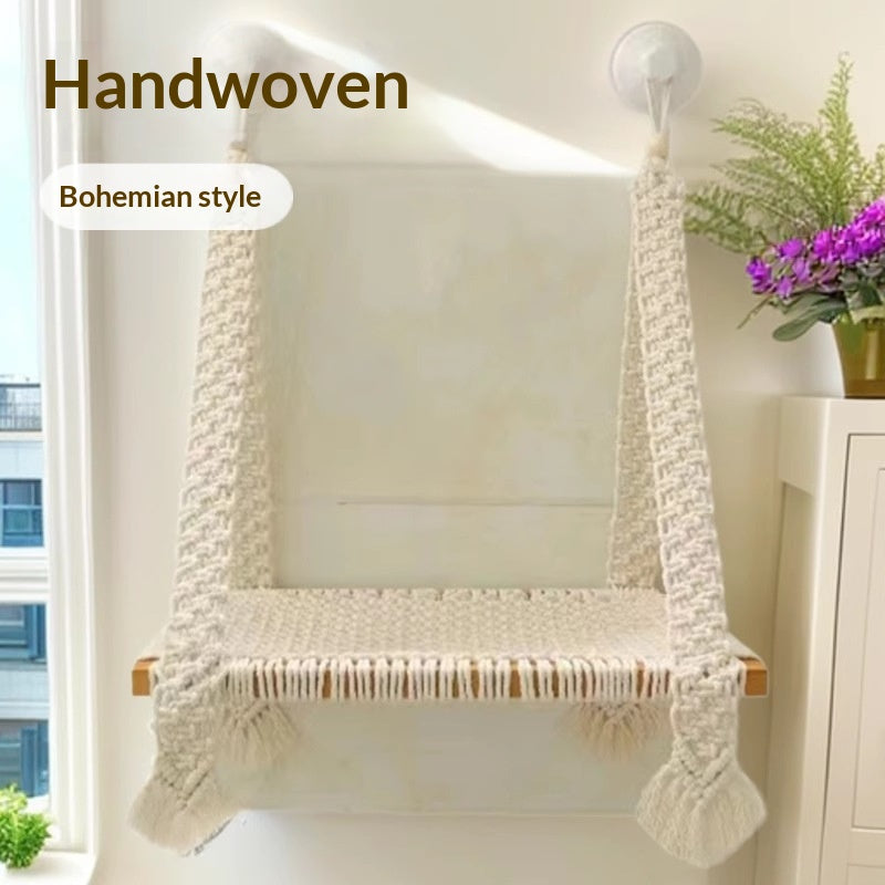 Bohemian-style Cotton Rope Hand-woven Pet Hammock Basket Pet Bed