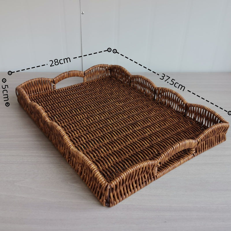 Simple Home Rattan-Style Woven Vegetable And Fruit Basket Desktop Sundries Storage Basket
