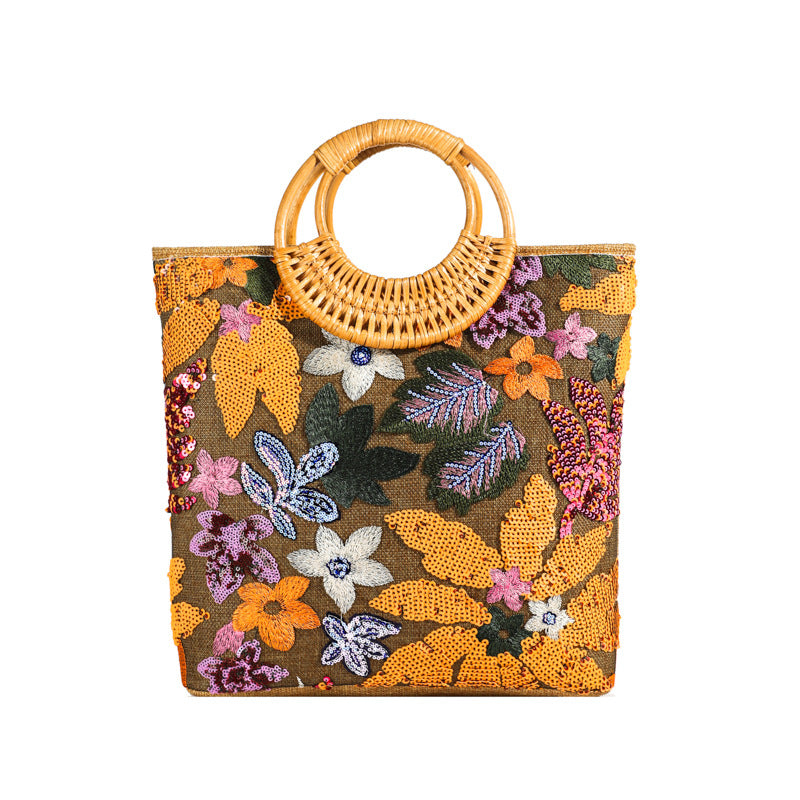 Woven Ring Bamboo Handbag