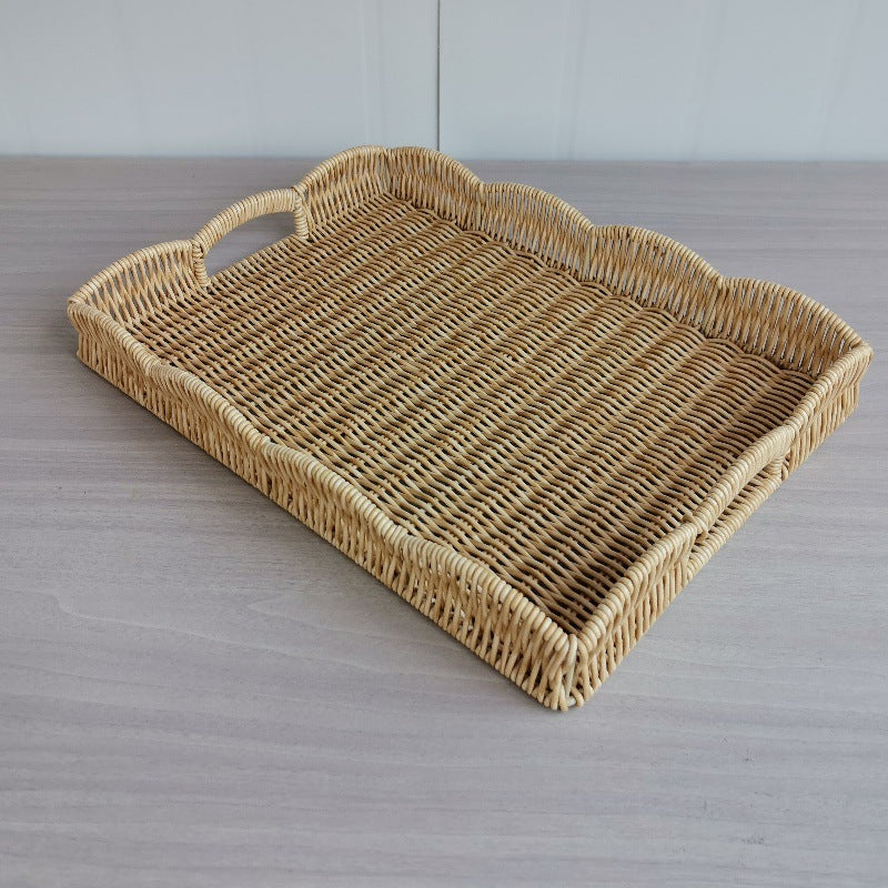 Simple Home Rattan-Style Woven Vegetable And Fruit Basket Desktop Sundries Storage Basket