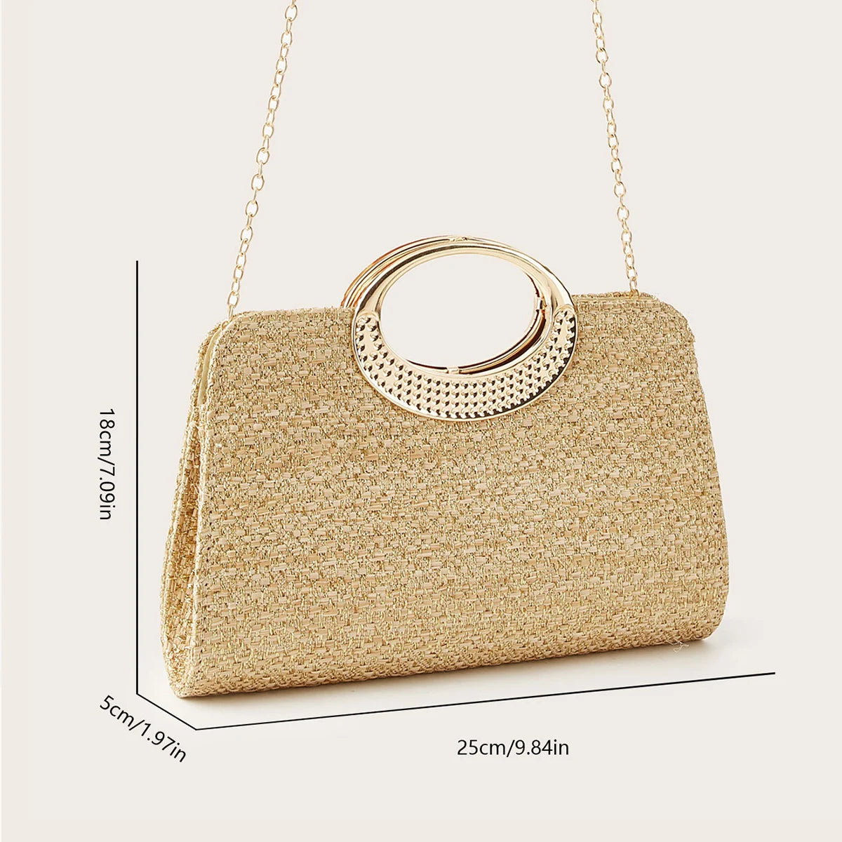 Santorini - Straw Clutch in Khaki