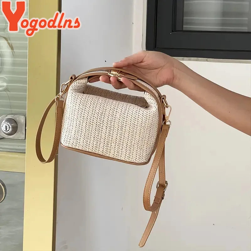 Riomaggiore - Straw Crossbody Bag in Khaki