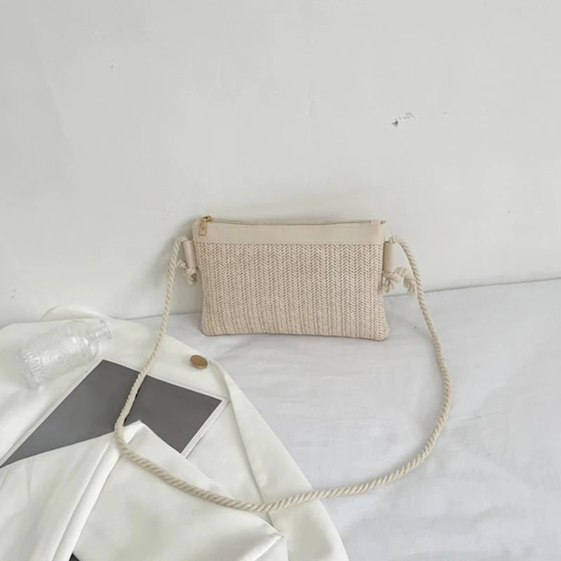 Krk - Rattan Crossbody Bag in Beige