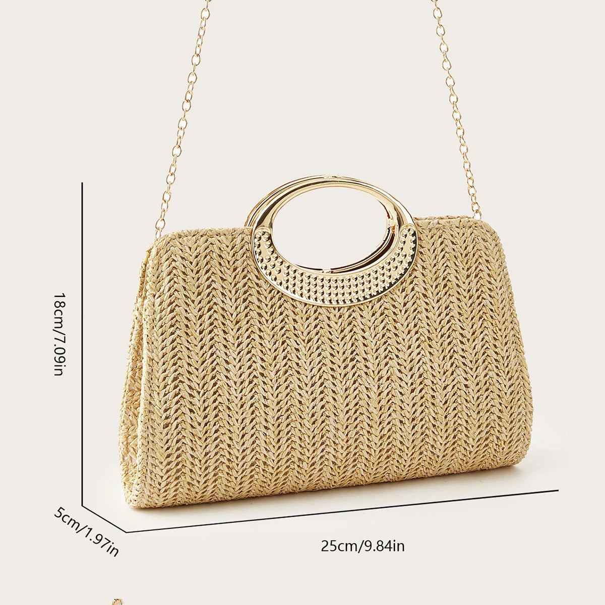 Taggia - Straw Clutch in Khaki