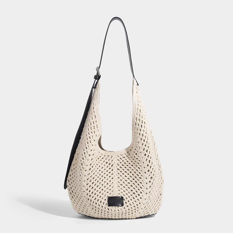 Denia - Crochet Crossbody Bag in Beige