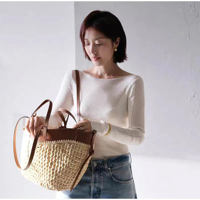Gythio - Straw Bucket Bag