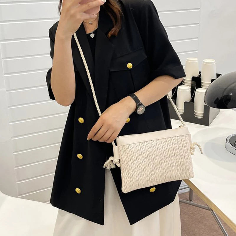 Krk - Rattan Crossbody Bag in Beige