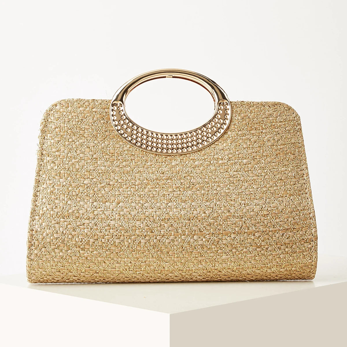 Santorini - Straw Clutch in Khaki