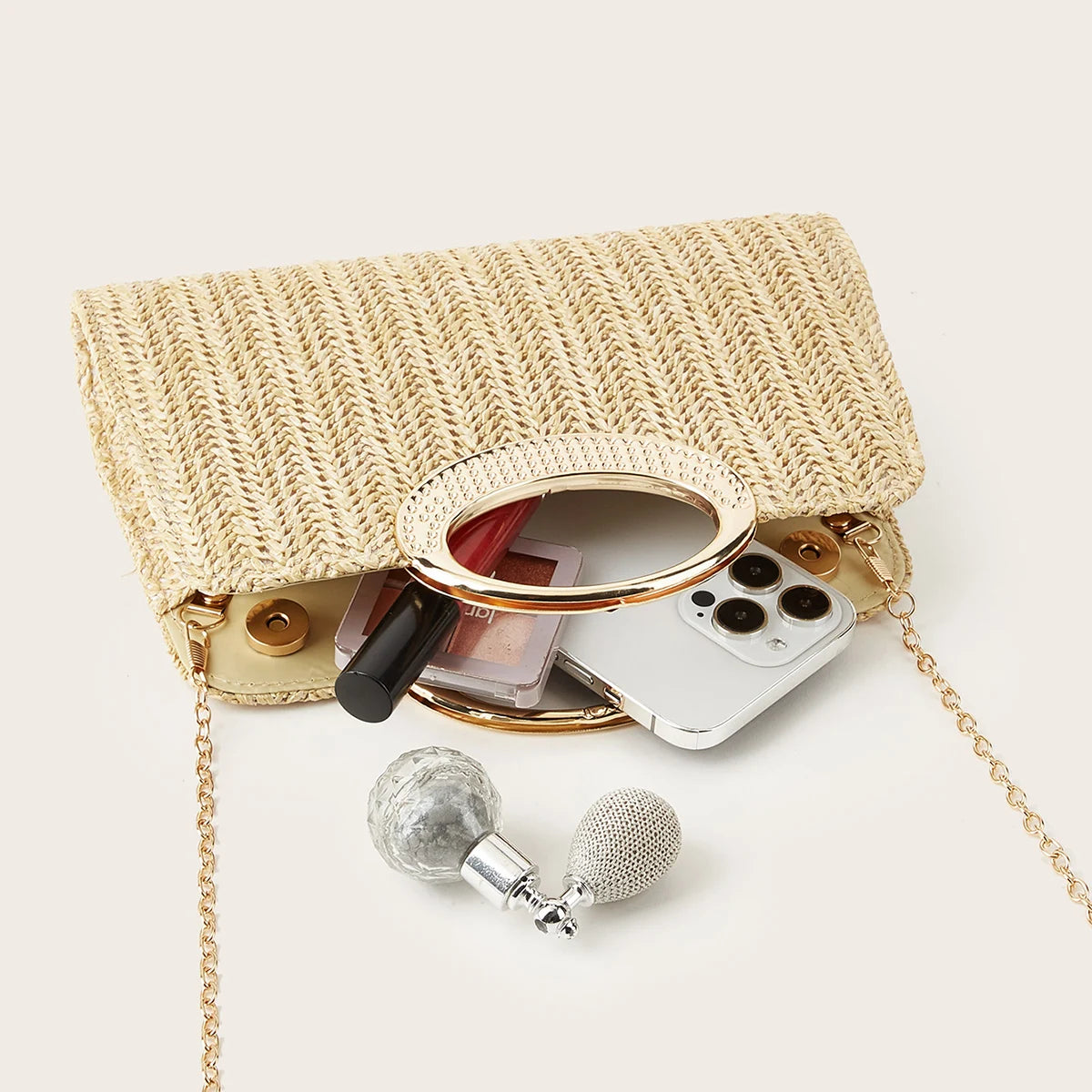 Taggia - Straw Clutch in Khaki