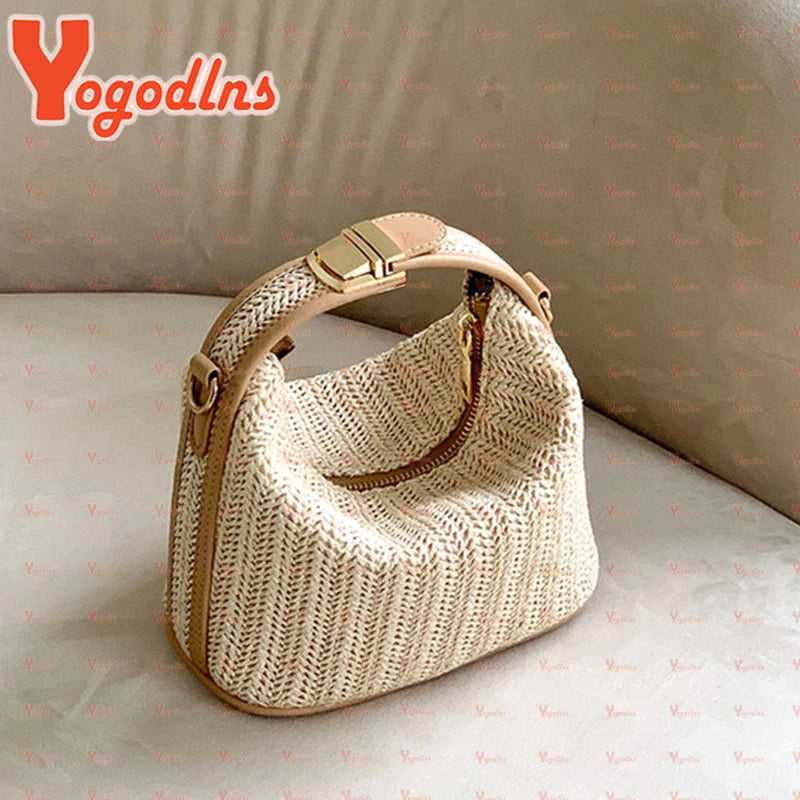 Riomaggiore - Straw Crossbody Bag in Khaki
