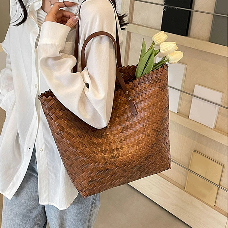 Kastellorizo - Woven Beach Bag in Brown