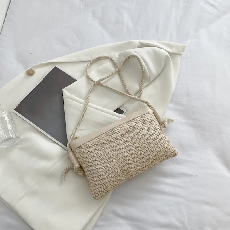 Krk - Rattan Crossbody Bag in Beige
