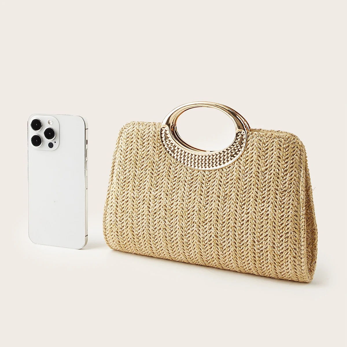 Taggia - Straw Clutch in Khaki
