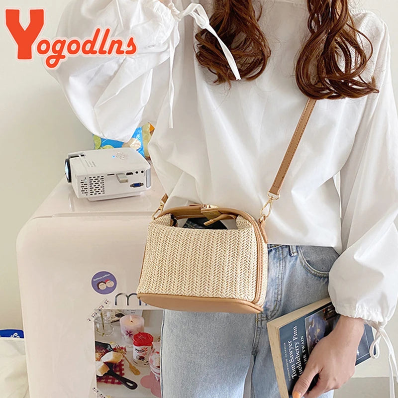 Riomaggiore - Straw Crossbody Bag in Khaki