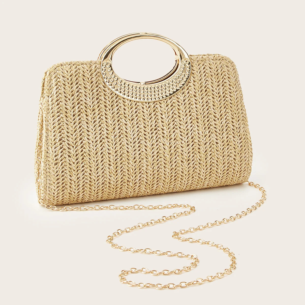 Taggia - Straw Clutch in Khaki