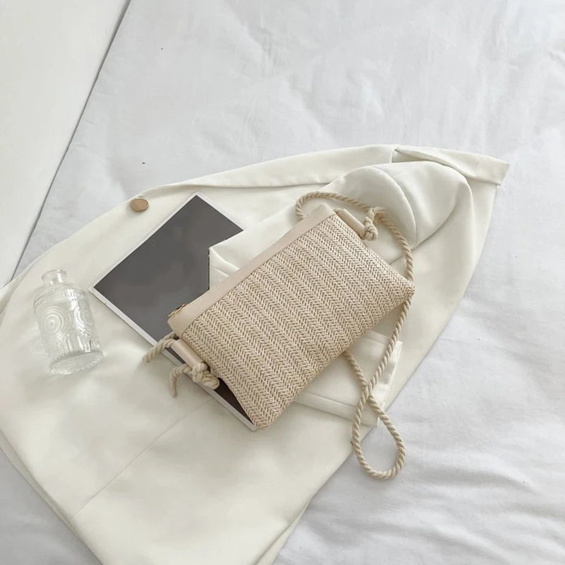 Krk - Rattan Crossbody Bag in Beige