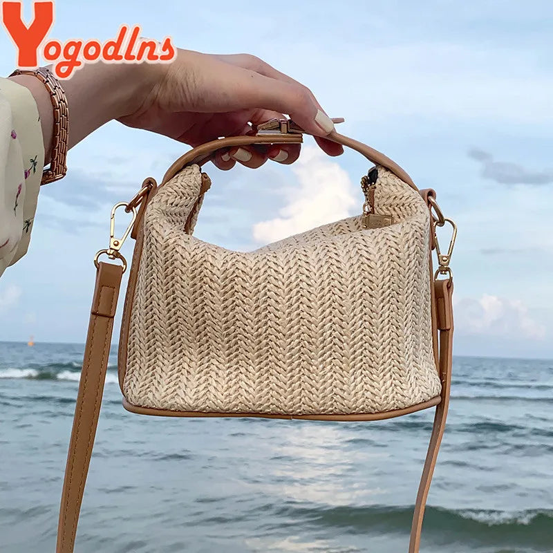 Riomaggiore - Straw Crossbody Bag in Khaki