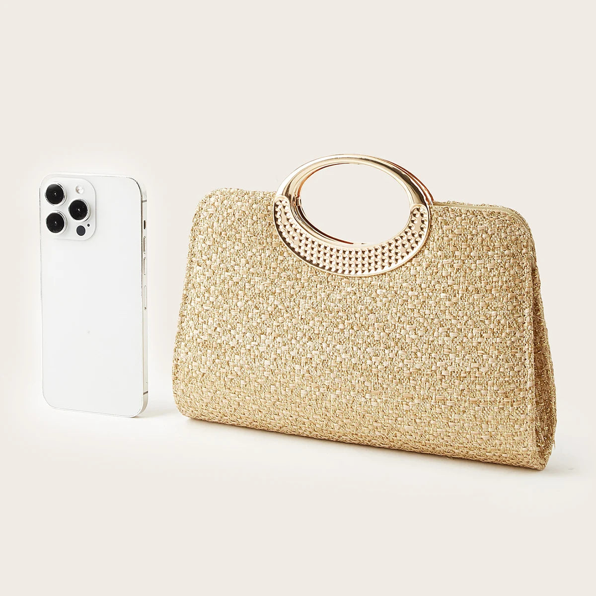 Santorini - Straw Clutch in Khaki