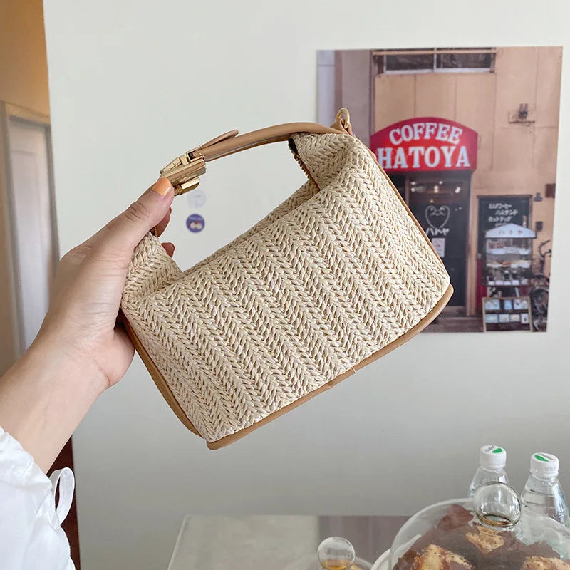Riomaggiore - Straw Crossbody Bag in Khaki