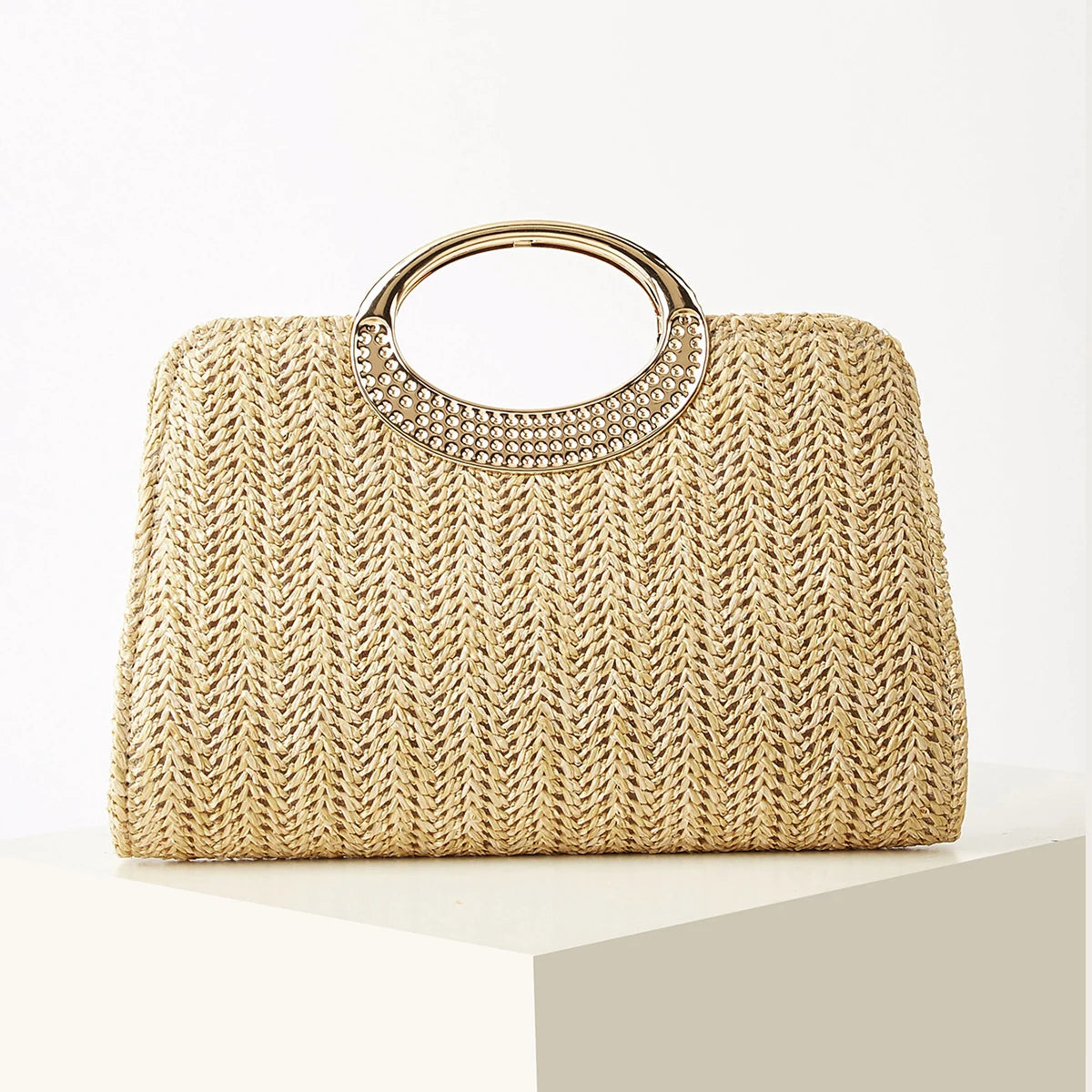 Taggia - Straw Clutch in Khaki