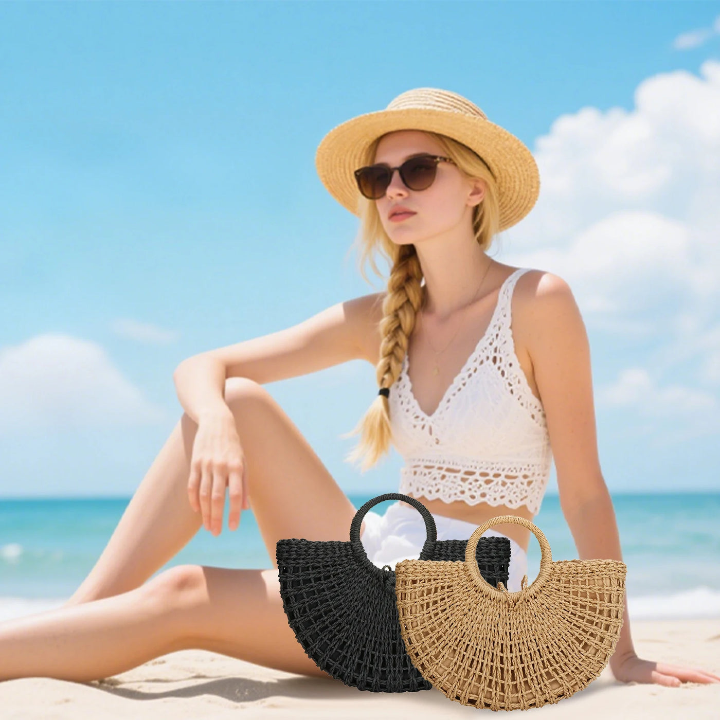 Agropoli - Round Rattan Bag