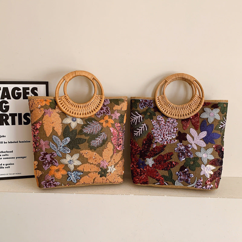 Woven Ring Bamboo Handbag