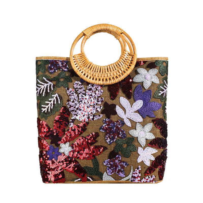 Woven Ring Bamboo Handbag
